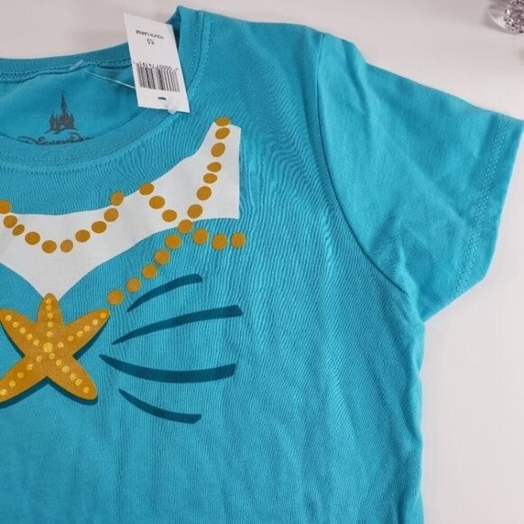Disney Little Mermaid Blouse Girls Pirates League Short Sleeve Graphic Tee Shirt - Picture 8 of 10